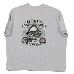 Lucky 7 Motorcycles Live To Ride T-Shirt Gray‎ 4XL